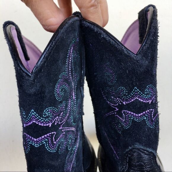 Ariat Black Leather Boots with Purple Stitching - Picture 5 of 16